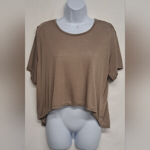 Foreign Exchange S Cropped High Low Top Flowy Comfort Pull On Short Sleeve